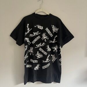 VINTAGE 90'S BLACK BONERS SKELETON‎ ALL OVER PRINT T-SHIRT